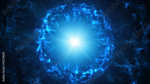 Fotografía Blue plasma sphere futuristic abstract 3D render