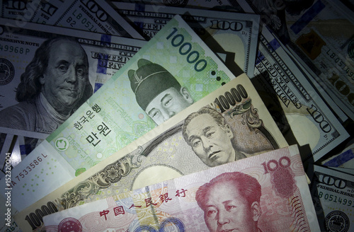 South Korean Won Chinese Yuan And Anese Yen Notes Are Seen On South Korean Won Chinese Yuan And Anese Yen Notes Are Seen On U S 100 Dollar