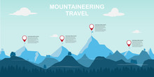 Time To Mountaineering Adventure And Travel. Vector Illustration.