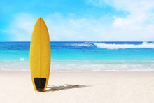 Surfer Board On The Beach