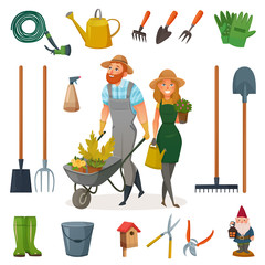 Wall Mural - Gardening Cartoon Icon Set