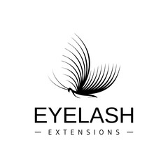 Wall Mural - Eyelash extension logo. Vector black and white illustration in a modern style