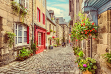 Scenic Alley Scene In An Old Town In Europe