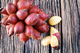 Close up Salak fruits on wood table
