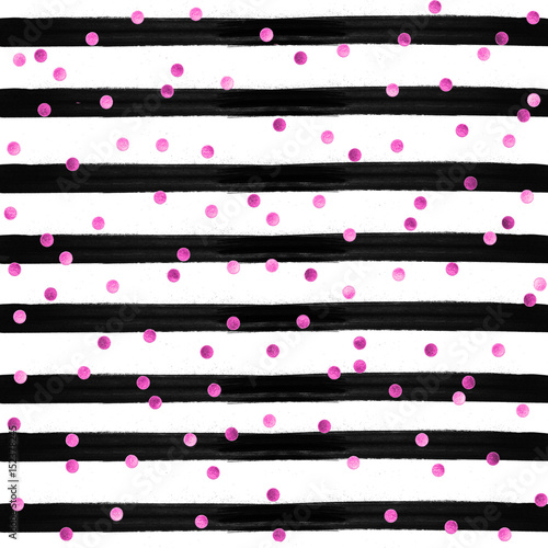 Cotton fabric Abstract background - watercolor stripes and pink confetti - seamless pattern wallpaper