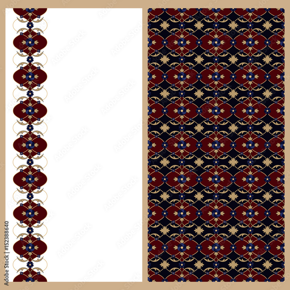 Traditional Arabic Vector vector set with seamless vector traditional arabic pattern and a card ...