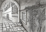 Fototapeta Na sufit - Ancient Mediterranean paved alley