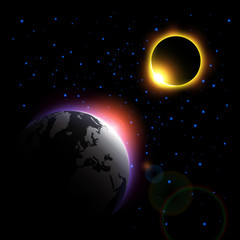 Wall Mural - the planet and solar eclipse . vector .