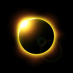 Wall Mural - eclipse of the sun and flare . vector .
