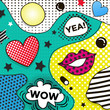 Vector background in pop art style. Trendy comic style graphic with halftone texture.