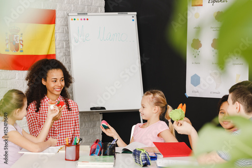 Photo Children learning Spanish language