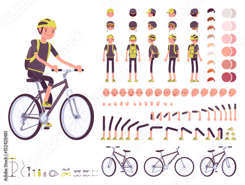 Fotomural Male cyclist character creation set