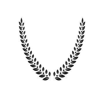 Laurel Wreath floral emblem created in V shape. Heraldic Coat of Arms decorative logo isolated vector illustration.