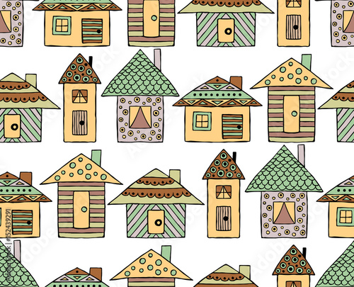 wektor-recznie-rysowane-bez-szwu-desen-dekoracyjne-stylizowane-domy-dziecinne-doodle-styl-ilustracja-graficzna-ozdobne-slodkie-strony-rysunek-w-brazowych-kolorach-seria-doodle-kreskowki-szkic-ilustracji