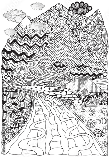 Zentangle Mountain Drawing / Please give me your valuable feedback ...