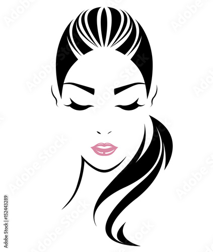 Women Hair Style Icon Logo Women Face On White Background