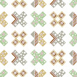 Seamless vector pattern. Geometrical background with hand drawn decorative tribal elements in vintage brown colors. Print with ethnic, folk, traditional motifs. Graphic vector illustration.