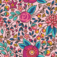 Seamless Floral Pattern. Vector Illustration With Bright Flowers.