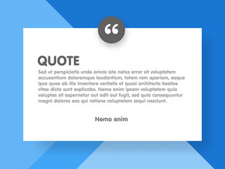 Material design style background and quote rectangle with sample text information vector illustration template