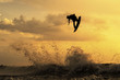 Wakeboarder Getting Air During Sunset