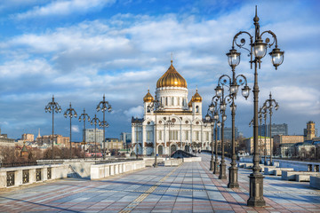 Wall Mural - Храм Христа Спасителя и фонари Christ the Savior Cathedral and Lanterns