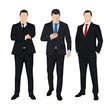 © michalsanca - Group of three business men, isolated vector illustrations. Set of people in dark suits