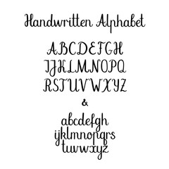 Wall Mural - calligraphy alphabet. lowercase, uppercase. vector handwritten letters. ink illustration.