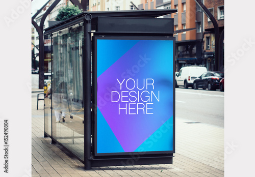 Download Outdoor Kiosk Advertisement Mockup Stock Template | Adobe ...