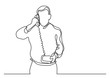 businessman making phone call - continuous line drawing
