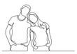 loving couple standing - continuous line drawing