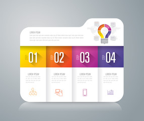 Folder infographics design vector and business icons with 4 step.