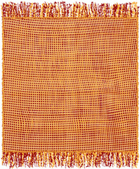 Canvas Print - Weave colorful plaid in orange and purple colors with fringe isolated on white