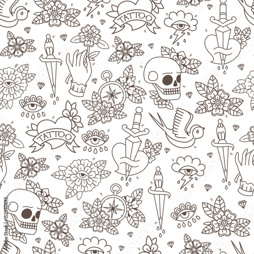 18+ Tattoo Vector Pattern Background