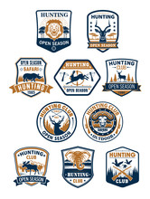 Hunting Sport Club And African Safari Badge Set