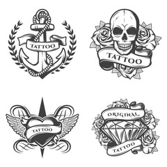 Sticker - Vintage Tattoo Studio Emblems Set