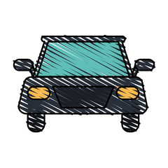 Poster - color crayon stripe image front view automobile vehicle of transport vector illustration