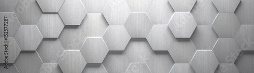 Obraz w ramie Wide Brushed Metal Hexagon Background (Site head) (3d illustration)