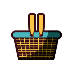 Sticker - silhouette color with metallic shopping basket and thick contour vector illustration