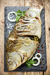 Wall Mural - Fried carp with onion