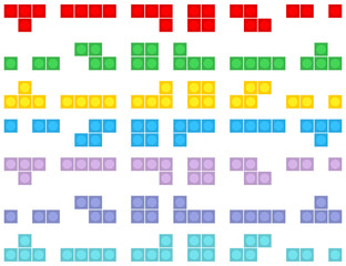 Poster - game tetris pixel bricks. colorfull seamless pattern game background