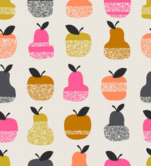 Fototapete - seamless pattern with apples, pears and leaves