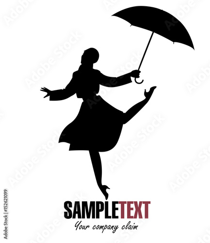Silhouette of girl in raincoat and umbrella jumping and dancing Stock ... Dancing With Umbrella Silhouette