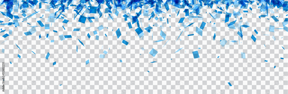 Checkered banner with blue confetti. - obrazy, fototapety, plakaty 
