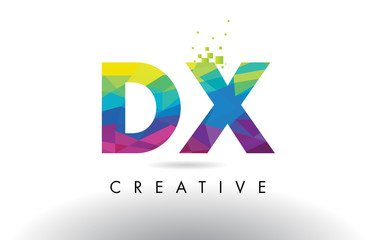 DX D X Colorful Letter Origami Triangles Design Vector.