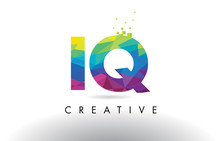 IQ I Q Colorful Letter Origami Triangles Design Vector.