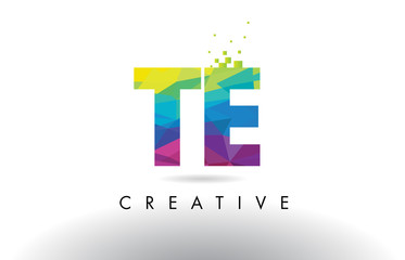 TE T E Colorful Letter Origami Triangles Design Vector.