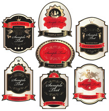 Set Of Vector Ornate Labels Templates In Baroque Style