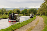 Narrowboats on the Shropshire Union canal in England UK