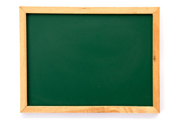 green board with wood frame on white background