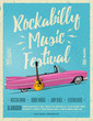 Rockabilly Music Festival Poster Flyer. Vintage Styled Vector illustration